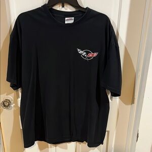 Hanes Black Short Sleeve Tee with Embroidered Logo